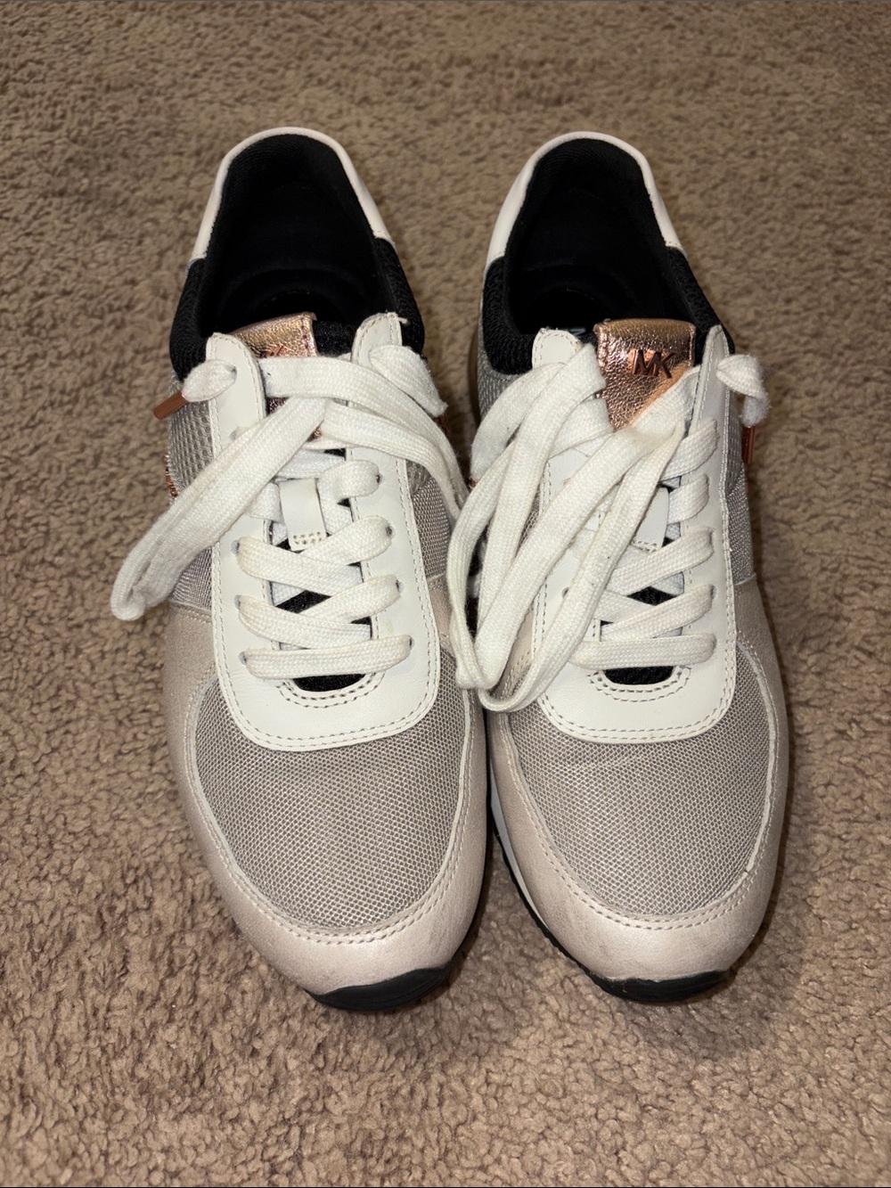 Michael Kors White and Rose Gold Accent Women's Sneakers